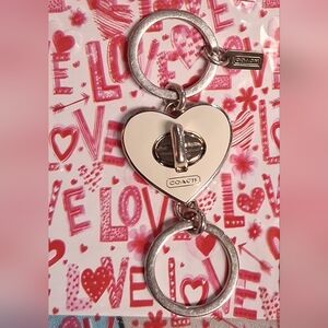 Coach Silver Heart Keychain